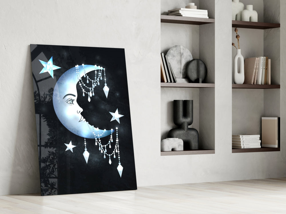 Crescent Garland artwork anchoring a wall with mystical decorative palette