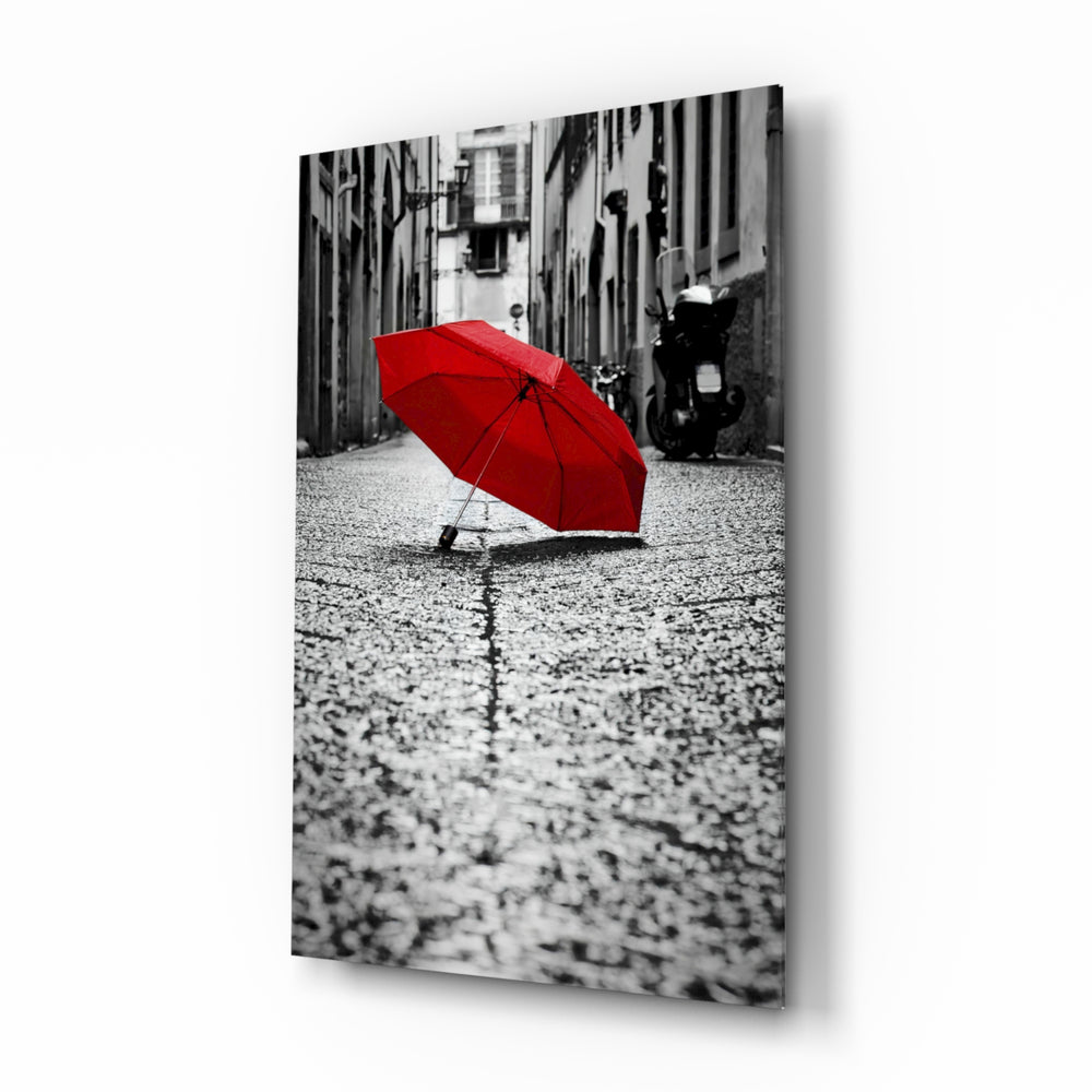 Selective-color-street panel bringing moody drama to a contemporary entryway
