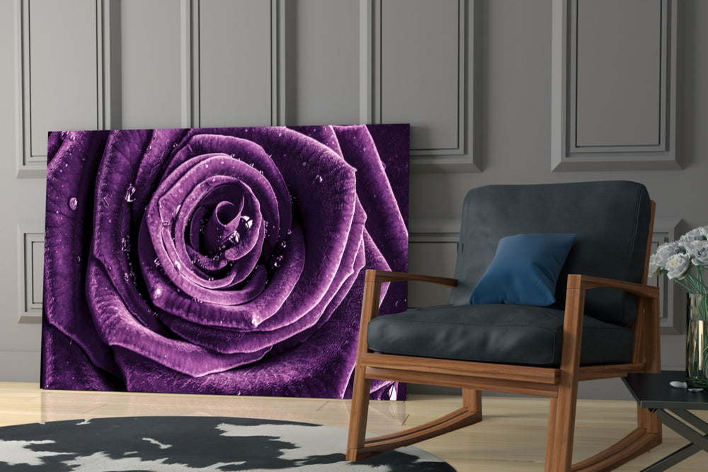 Purple Rose artwork anchoring a wall with romantic biophilic palette