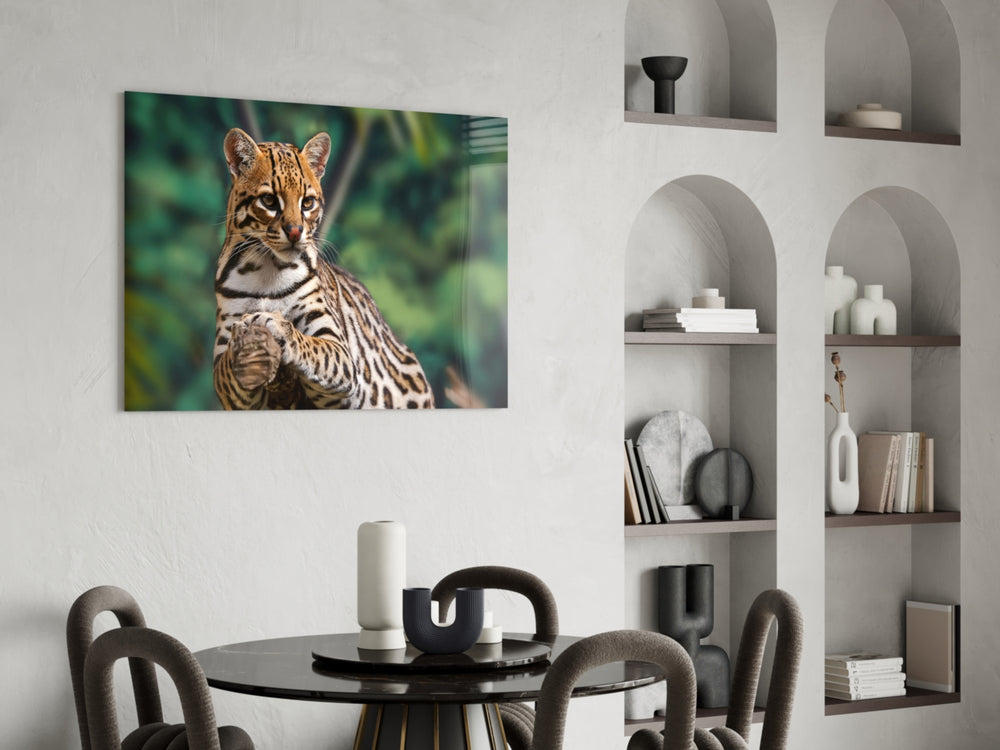 Ocelot Gaze glass print enhancing an office with editorial drama