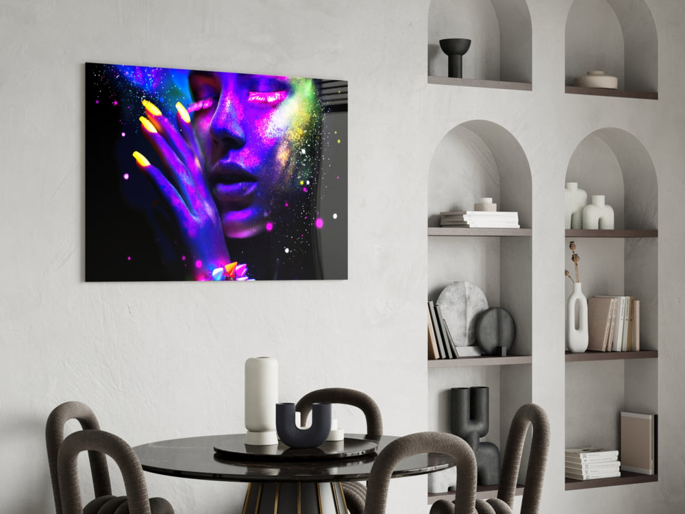 UV Glow glass print enhancing a teen room with cinematic drama