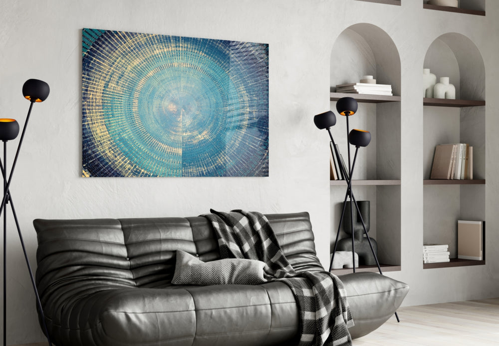 Mosaic Rings panel adding editorial mood to a hallway