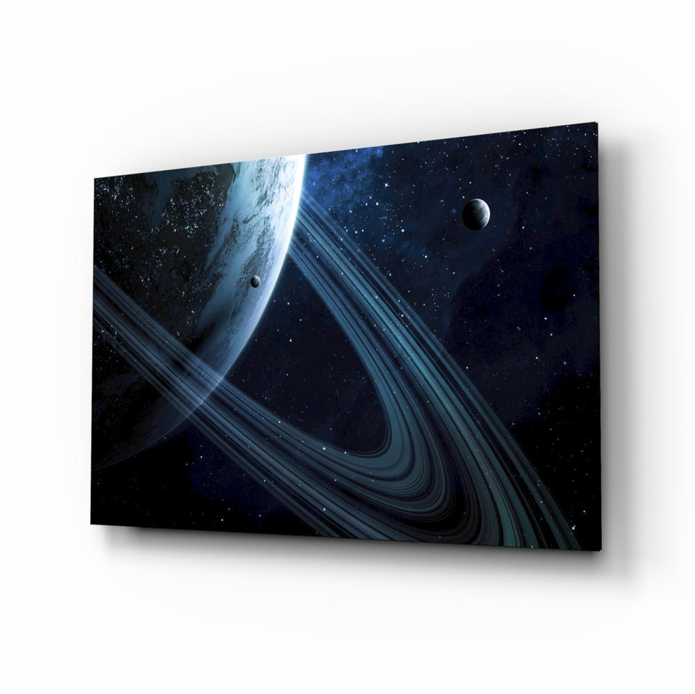Cosmic-planet panel bringing mystical drama to a contemporary lounge
