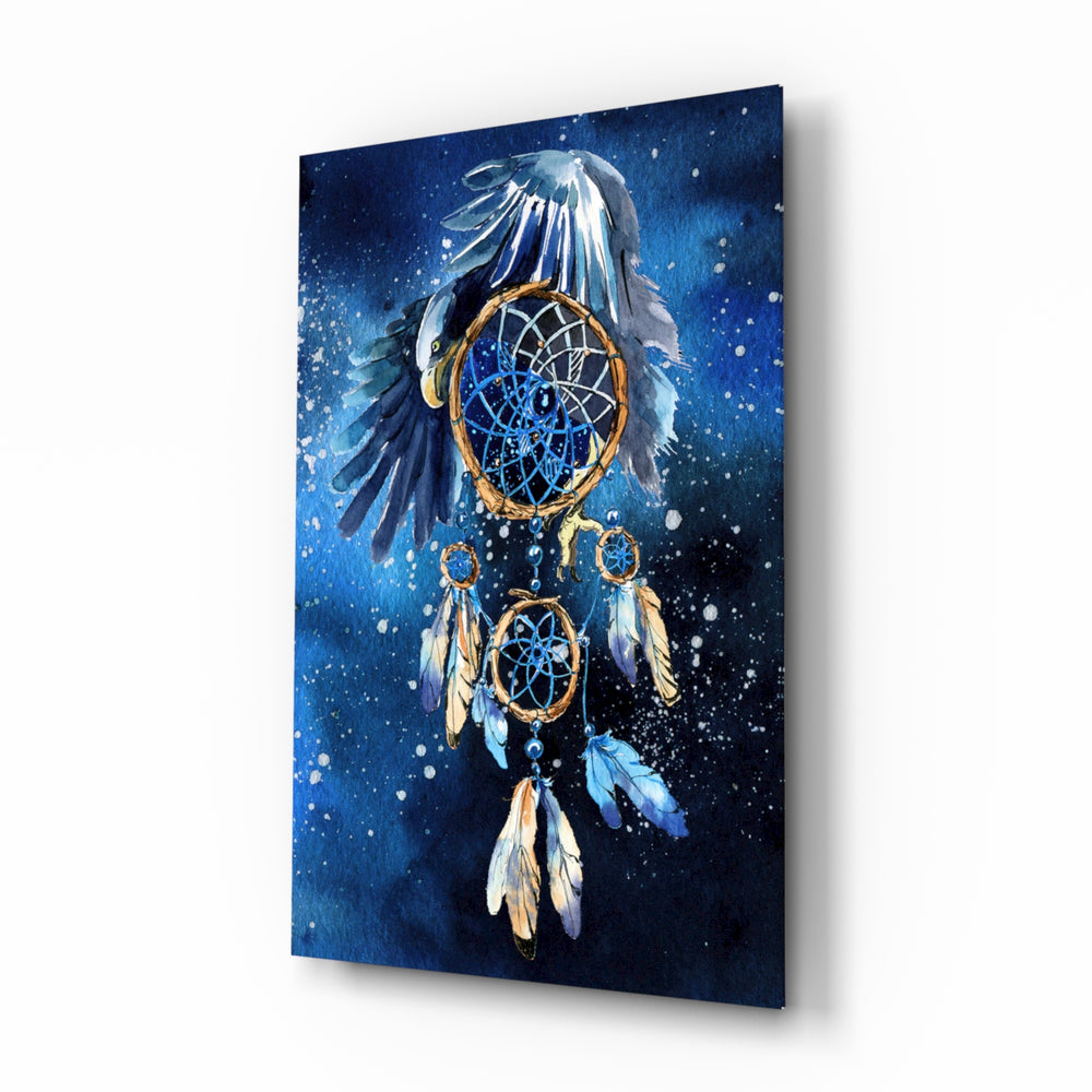 Mystical-tribal panel bringing whimsical drama to a contemporary lounge