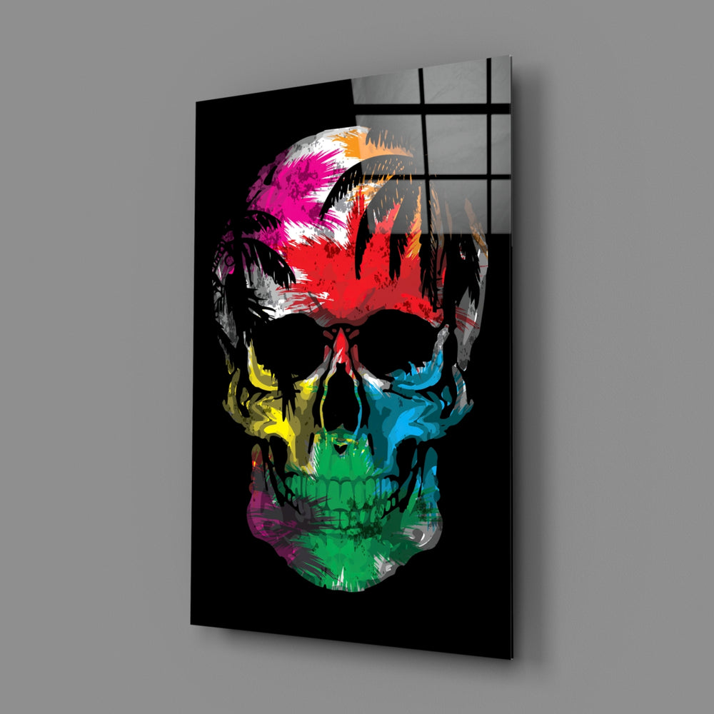 Rainbow Skull close-up showing magenta and lime brushstrokes filling skull