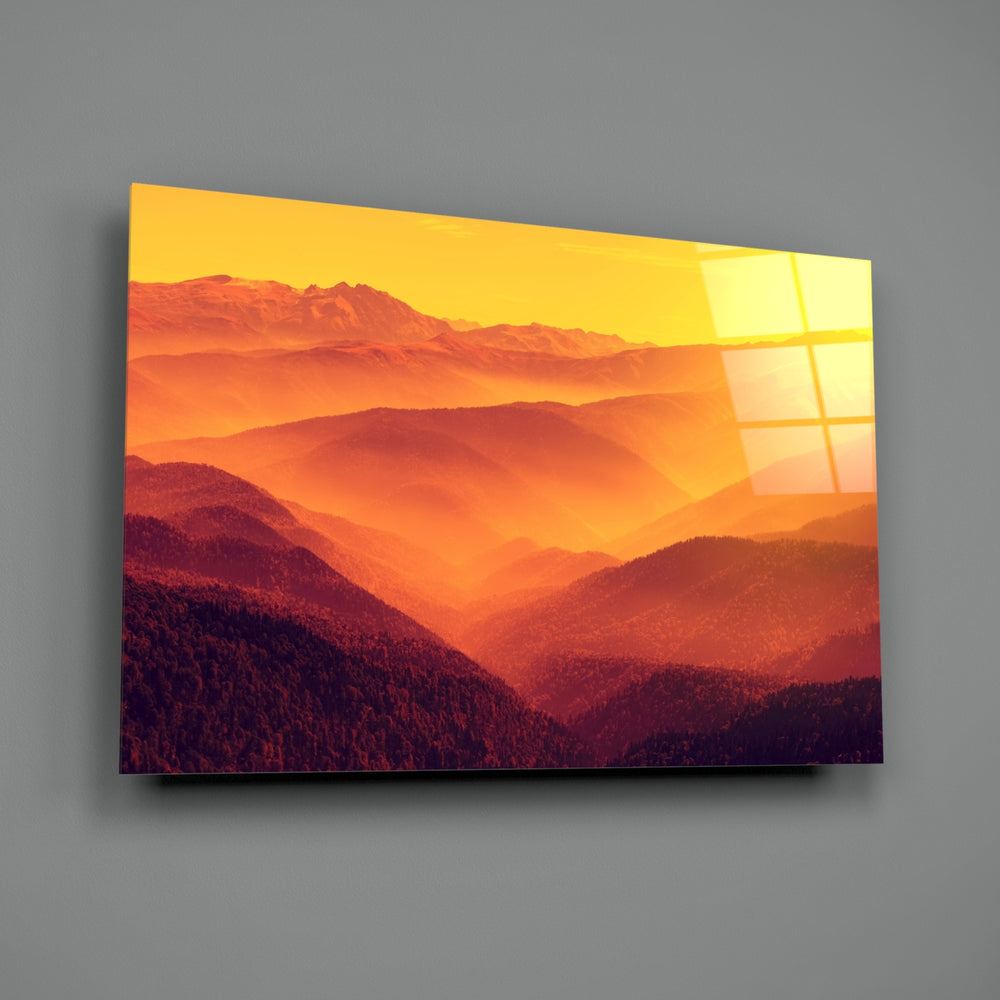 Amber Ridges close-up showing silhouetted ridges fading into fiery sunset