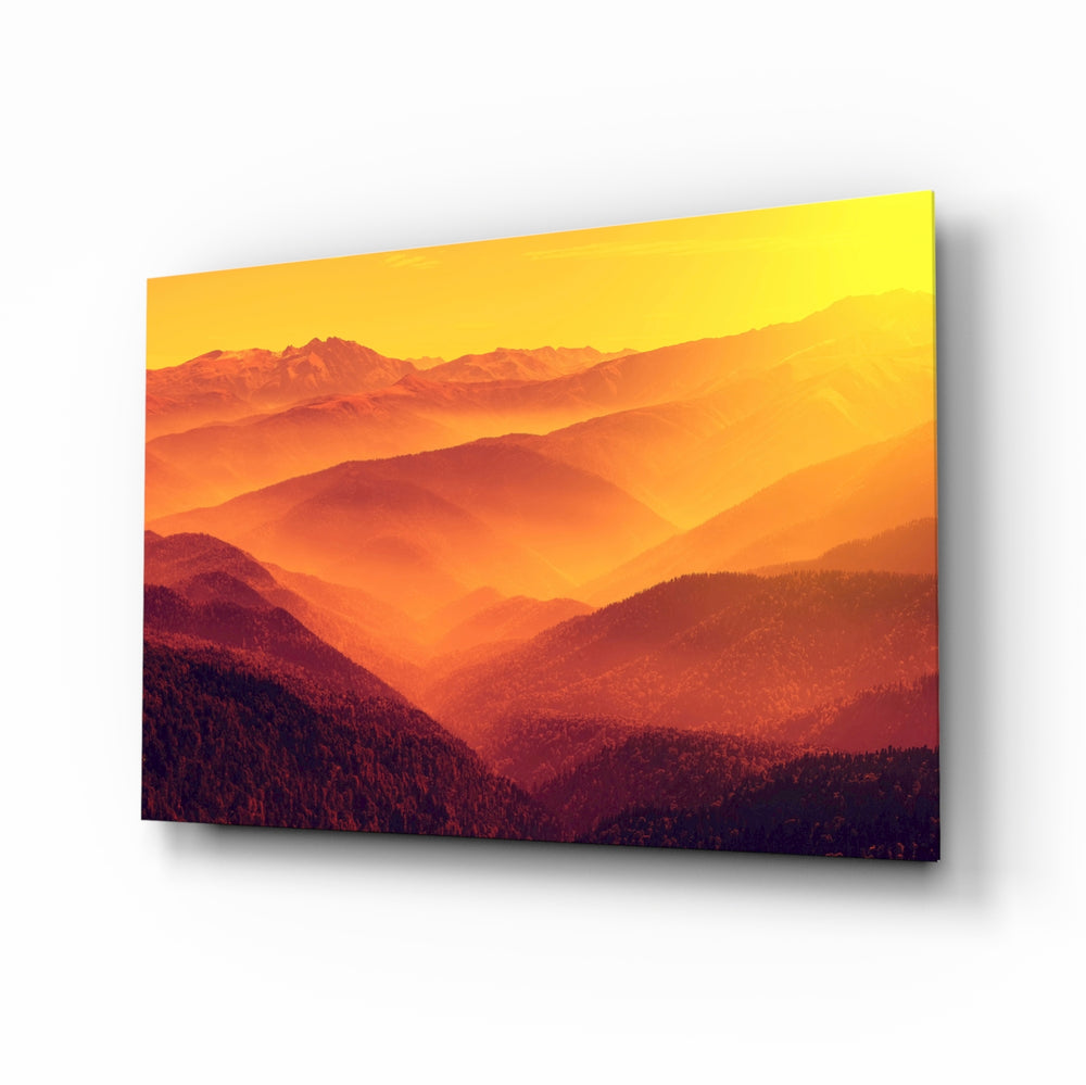 Atmospheric-sunset panel bringing serene drama to a contemporary living space