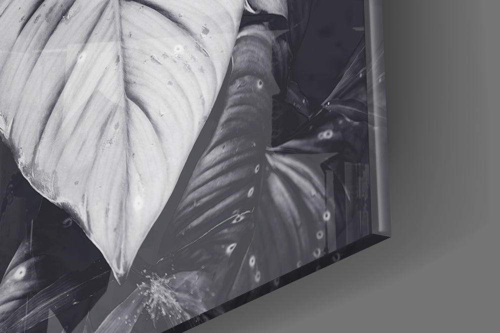 Monochrome Leaves panel catching window light to reveal its tactile vein