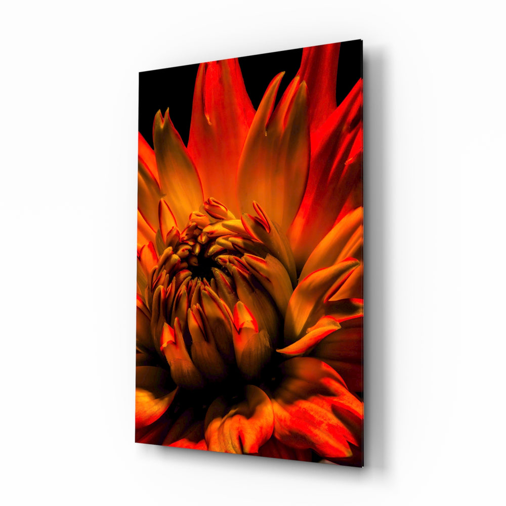 Macro-floral panel bringing bold drama to a contemporary living space