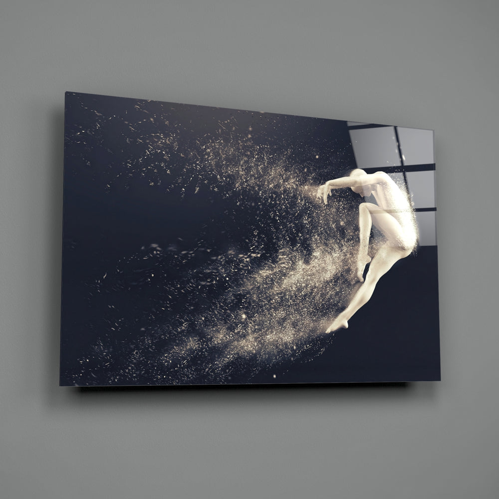 Spirit Leap close-up showing dancer arching mid-leap into particle trail