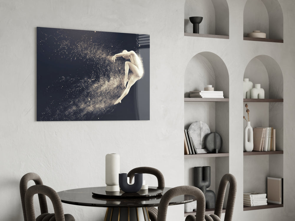 Spirit Leap glass print enhancing a study with cinematic drama