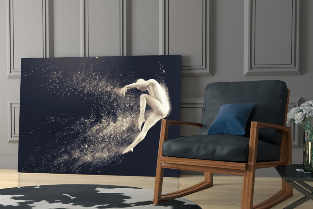 Spirit Leap artwork anchoring a wall with moody dance palette