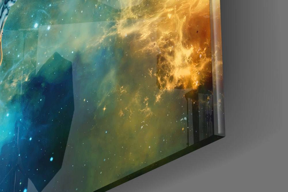 Nebula Astronaut panel catching brass-light to reveal its tactile drift