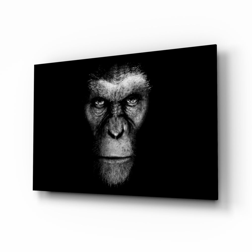 Monochrome-portrait panel bringing moody drama to a contemporary lounge