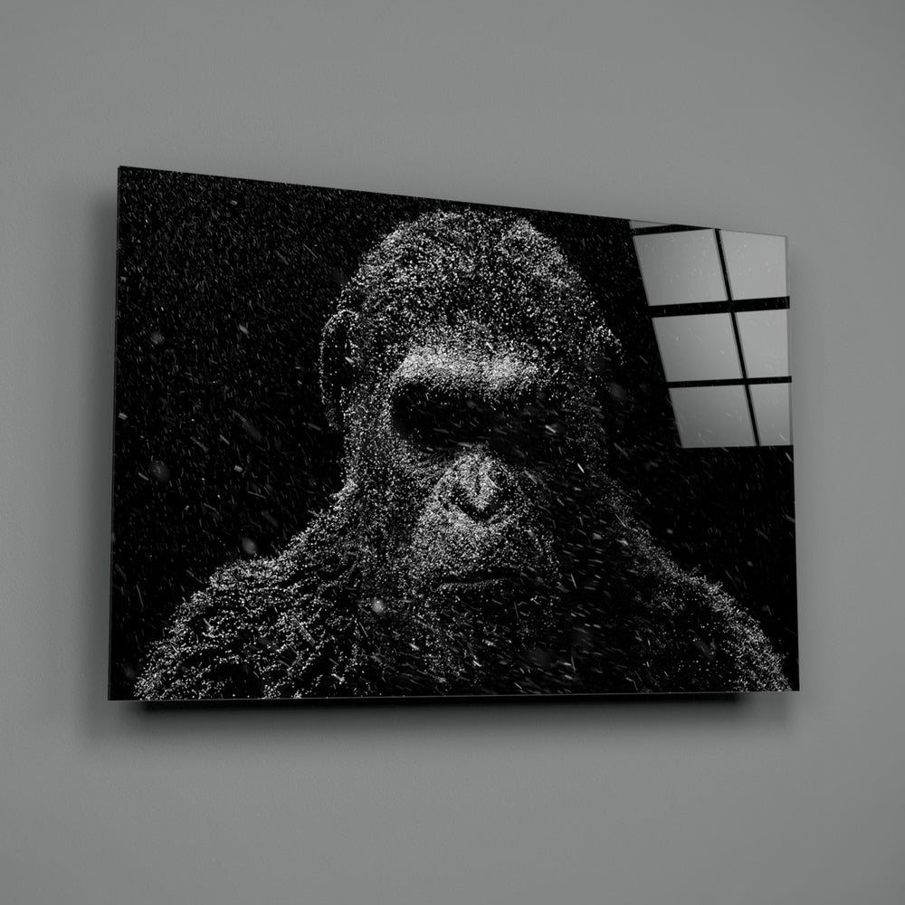 Snow Gorilla close-up showing frost particles dispersing across gorilla face
