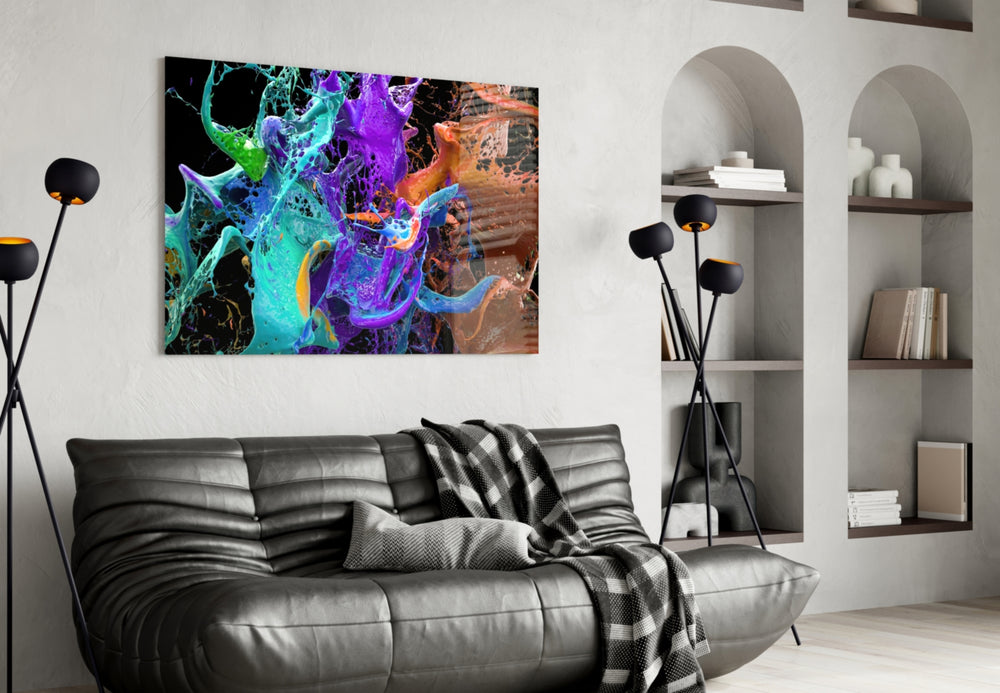 Liquid Splash panel adding editorial mood to a living room