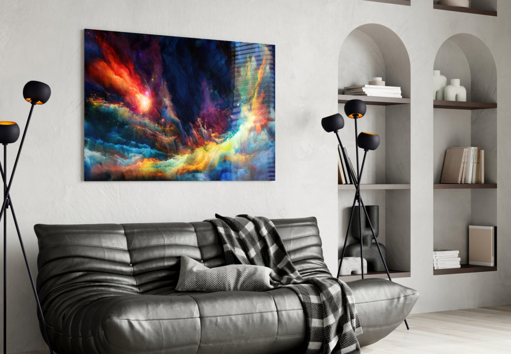 Cosmic Aurora panel adding editorial mood to a living room