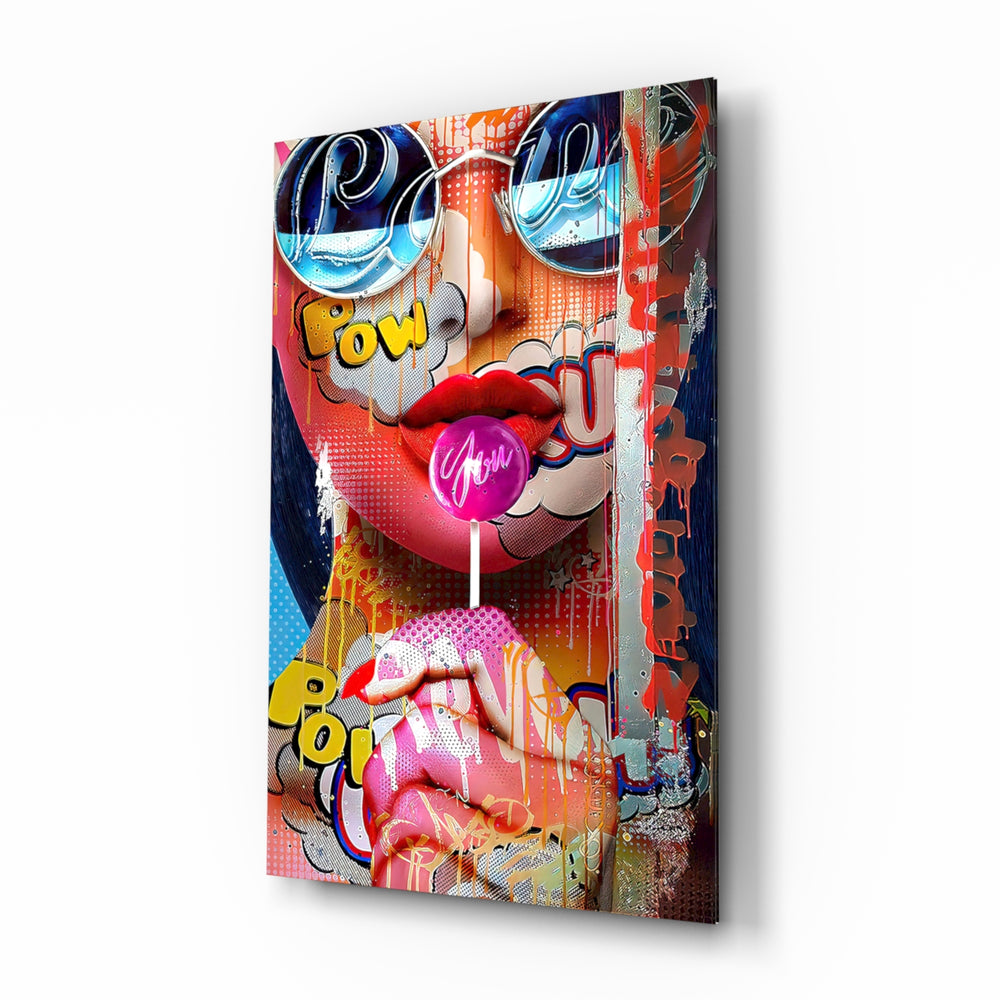 Pop-collage panel bringing bold drama to a contemporary lounge