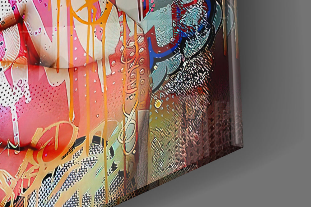 Bubblegum Pop panel catching window light to reveal its tactile splatter
