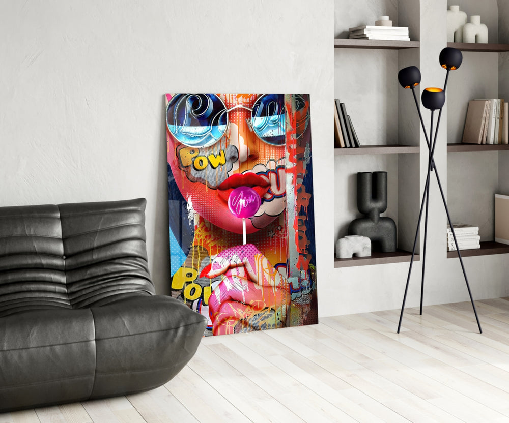 Bubblegum Pop glass print enhancing a gaming room with cinematic drama