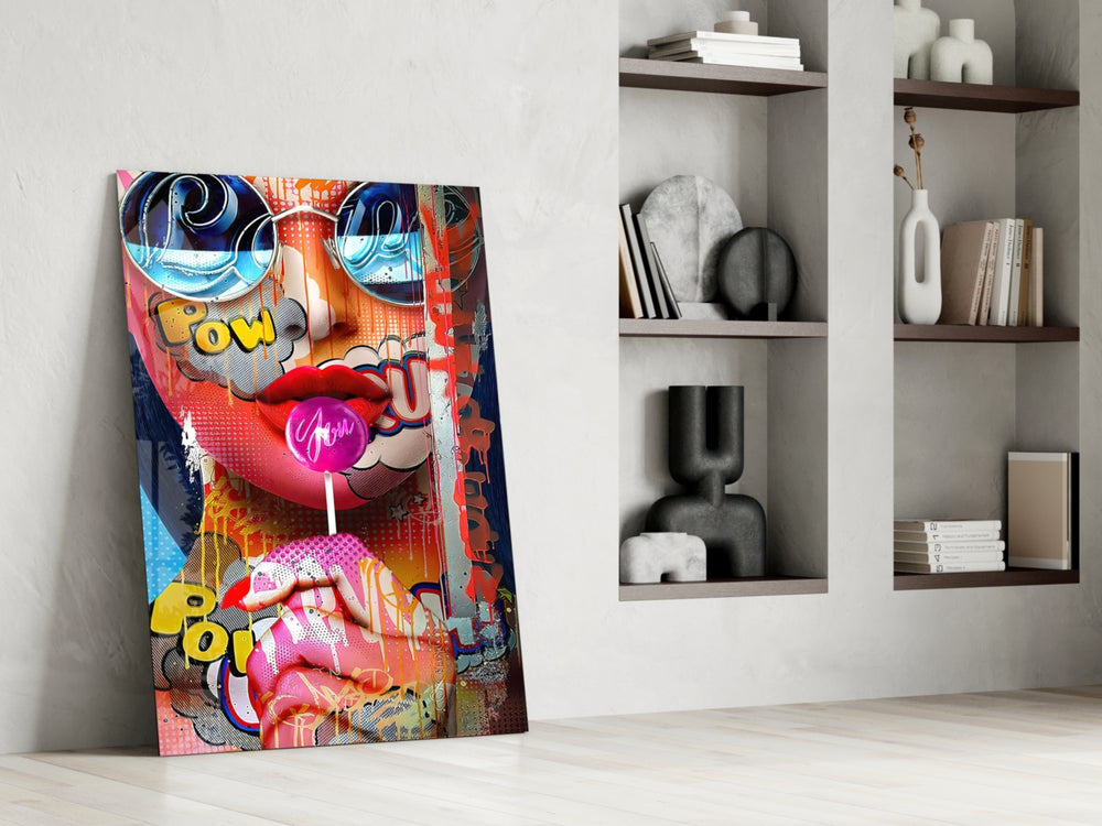 Bubblegum Pop artwork anchoring a wall with bold pop palette