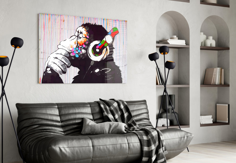 DJ Chimp panel adding editorial mood to a creative office
