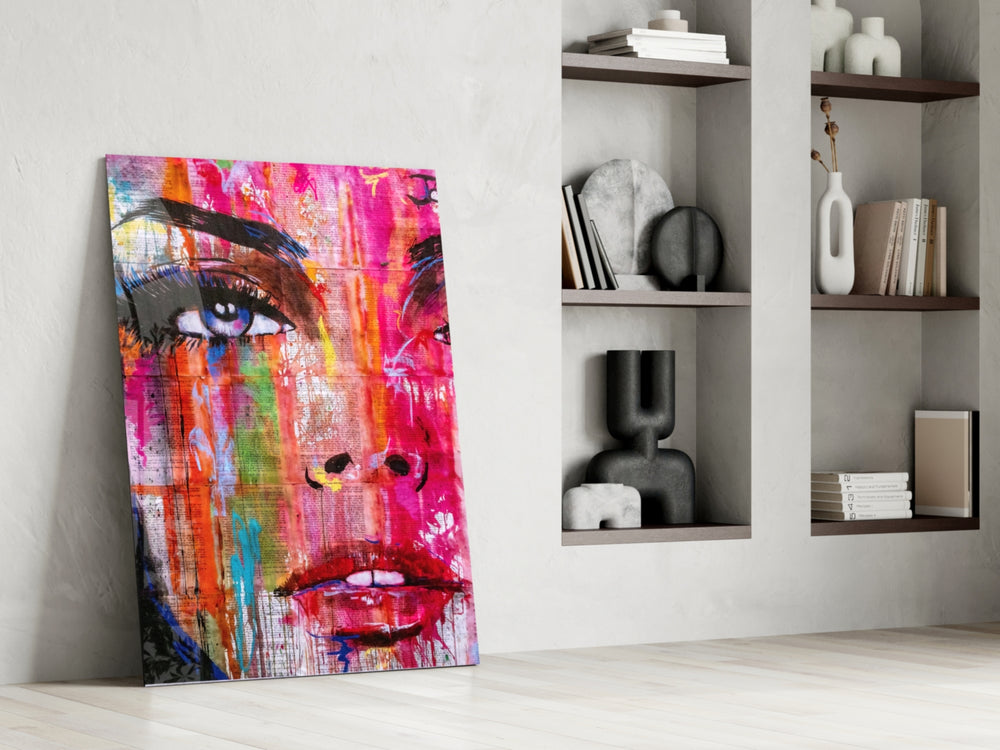 Newspaper Pop artwork anchoring a wall with bold pop palette