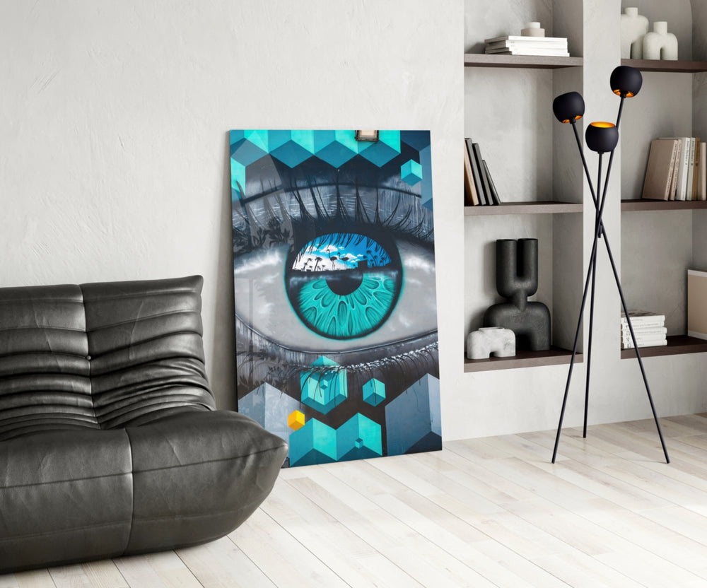 Cubist Eye glass print enhancing a teen room with cinematic drama
