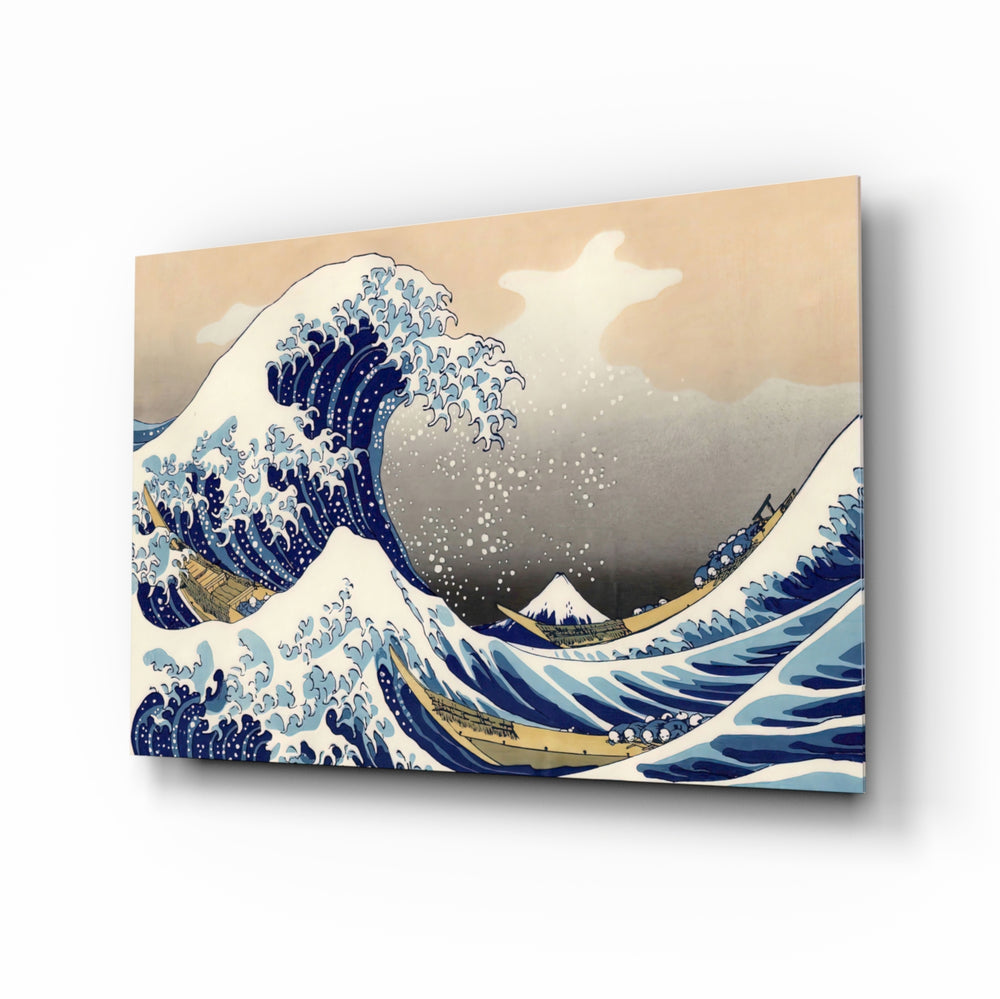 Japanese-woodblock panel bringing classical drama to a contemporary spa bathroom
