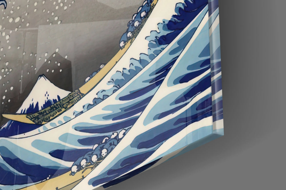 Great Wave panel catching window light to reveal its tactile crest