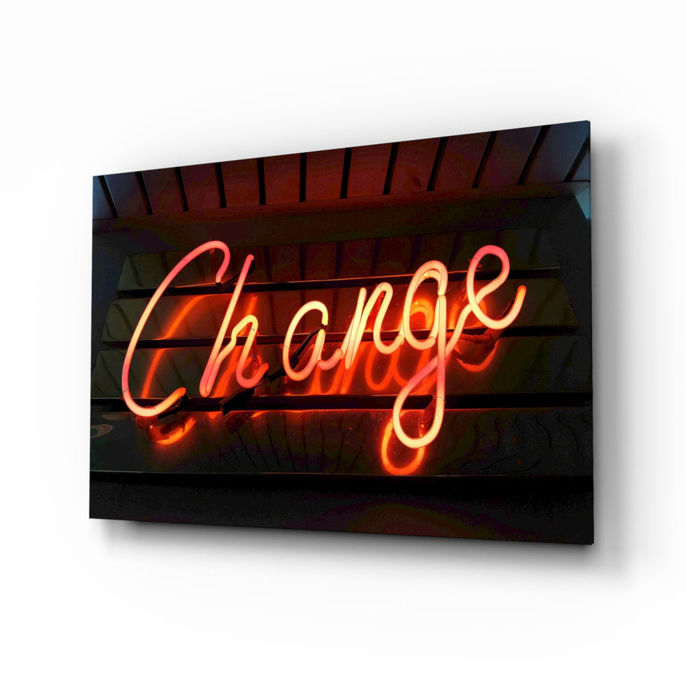 Motivational-neon panel bringing warm drama to a contemporary lounge