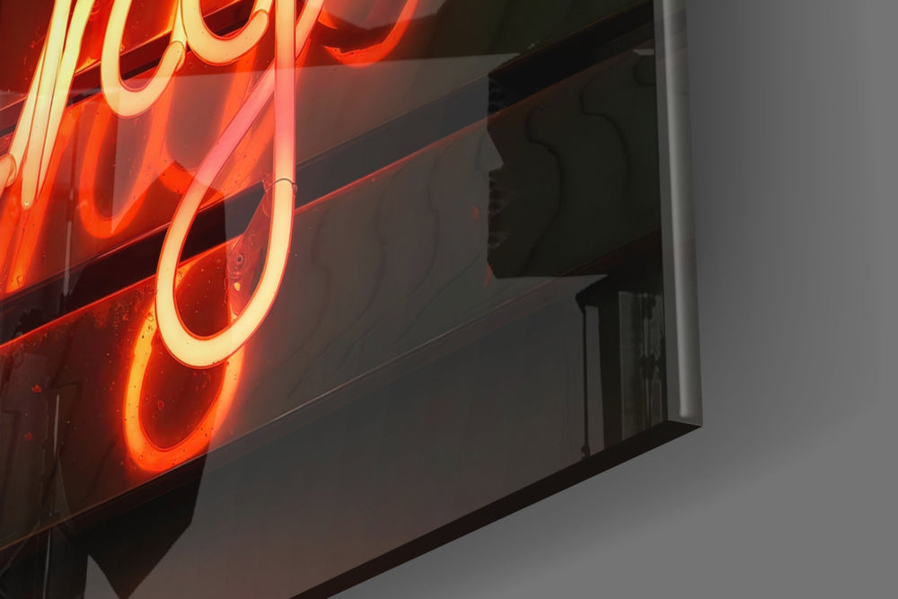 Change Neon panel catching low light to reveal its tactile glow