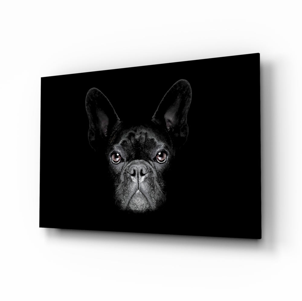 Monochrome-portrait panel bringing moody drama to a contemporary lounge