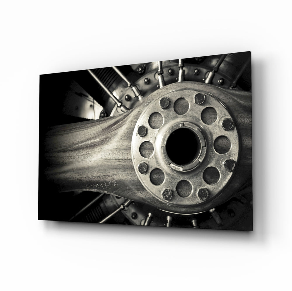 Vintage-mechanical panel bringing moody drama to a contemporary lounge