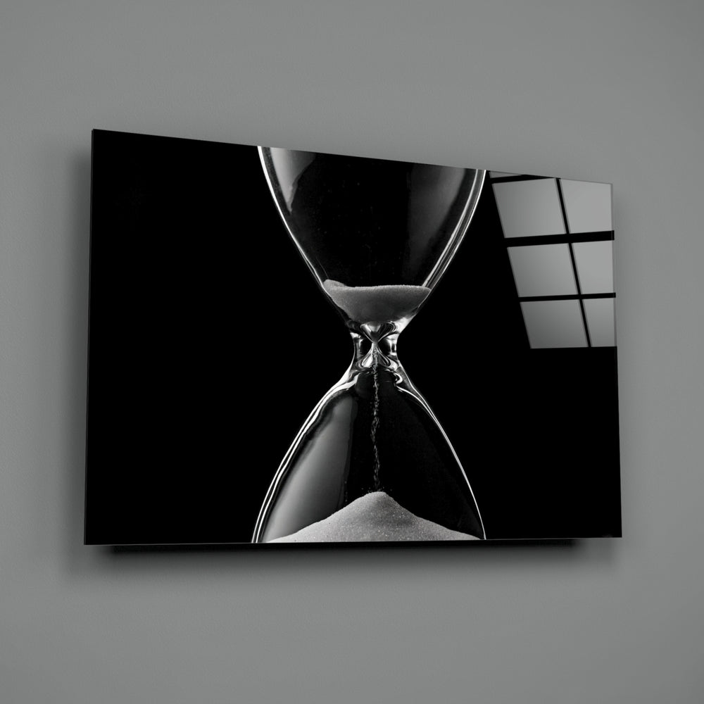 Hourglass Time close-up showing falling sand at hourglass waist