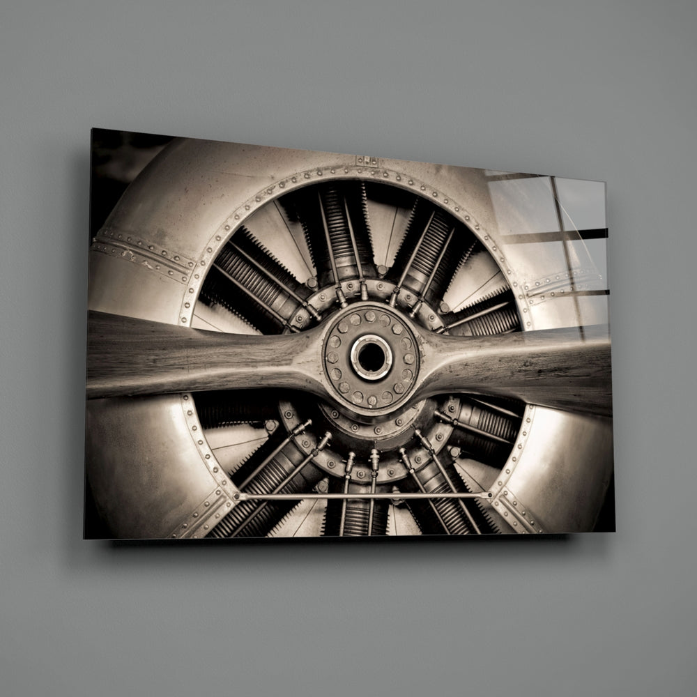 Vintage Propeller close-up showing chromed blades and bolted hub
