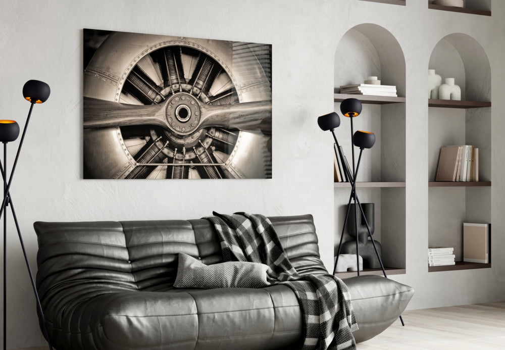 Vintage Propeller panel adding editorial mood to a study
