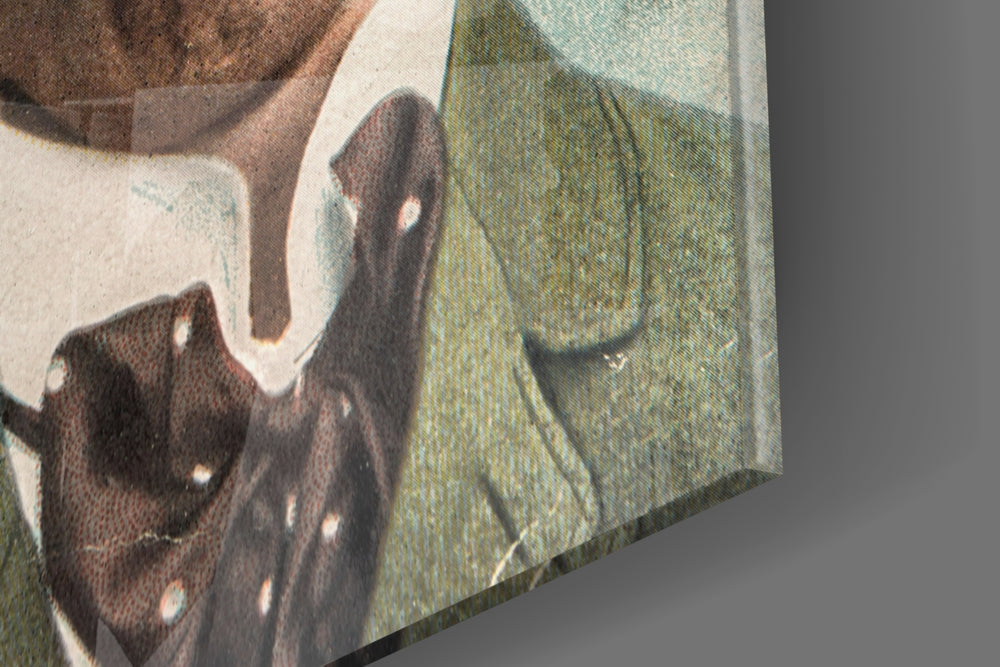 Cartoon Gentleman panel catching window light to reveal its tactile patina