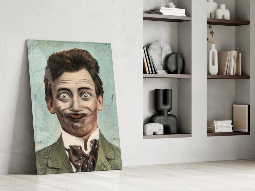 Cartoon Gentleman artwork anchoring a wall with playful vintage palette