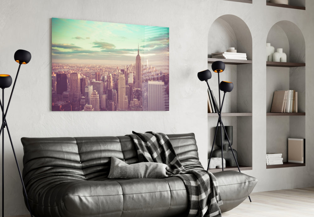 Manhattan Dawn panel adding serene mood to a master bedroom