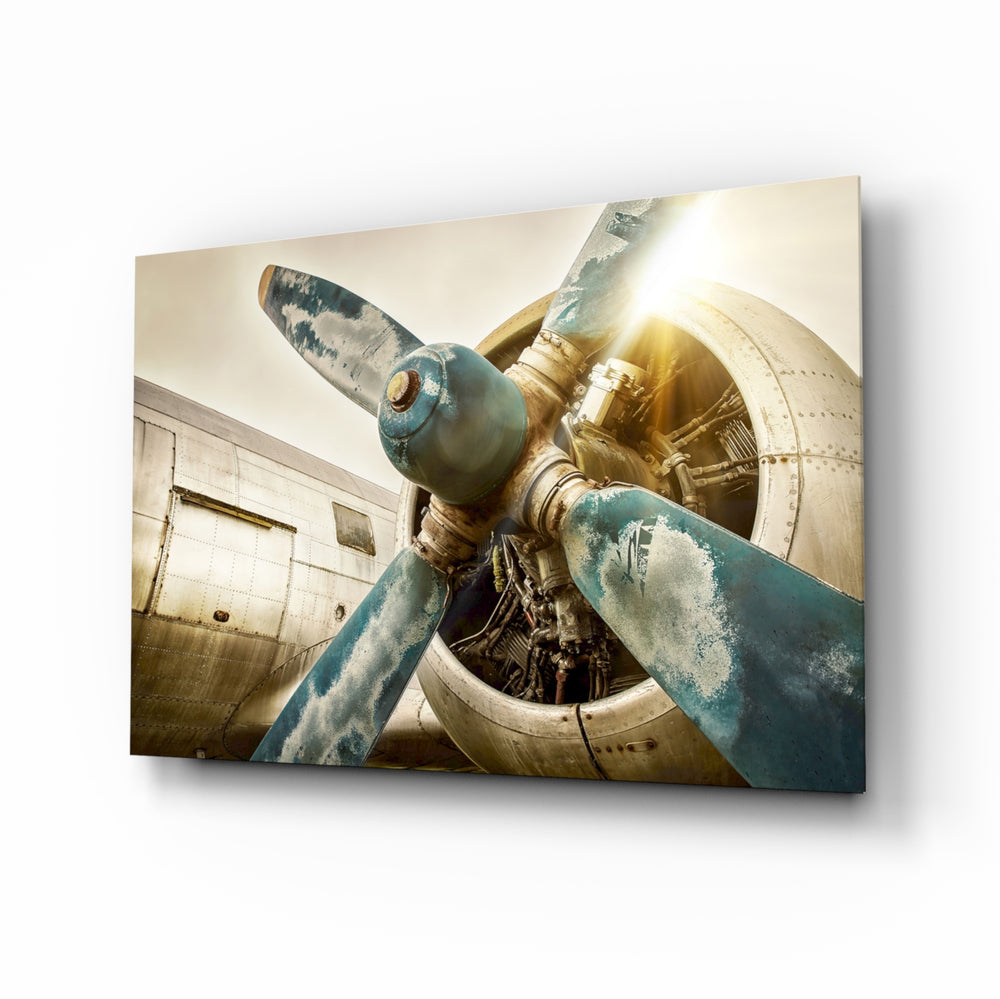 Aviation-vintage panel bringing moody drama to a contemporary office