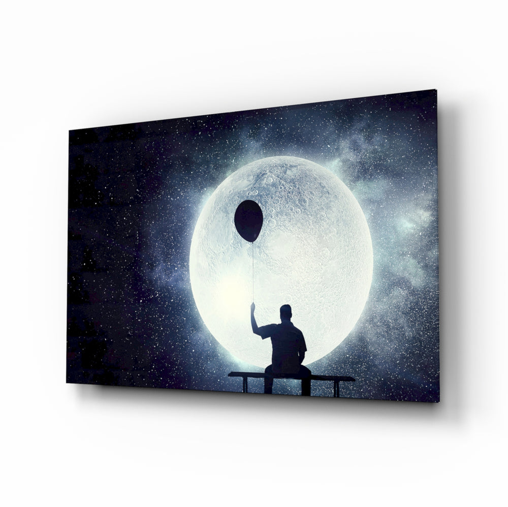 Surreal-monochrome panel bringing dreamy drama to a contemporary bedroom