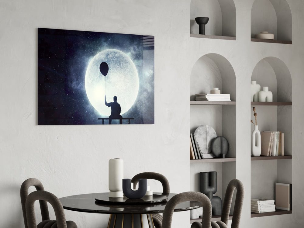 Moon Dreamer glass print enhancing a study with cinematic drama
