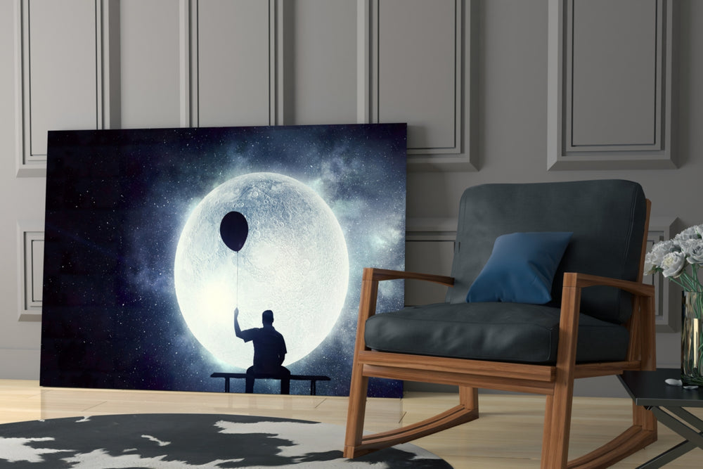 Moon Dreamer artwork anchoring a wall with surreal dreamy palette