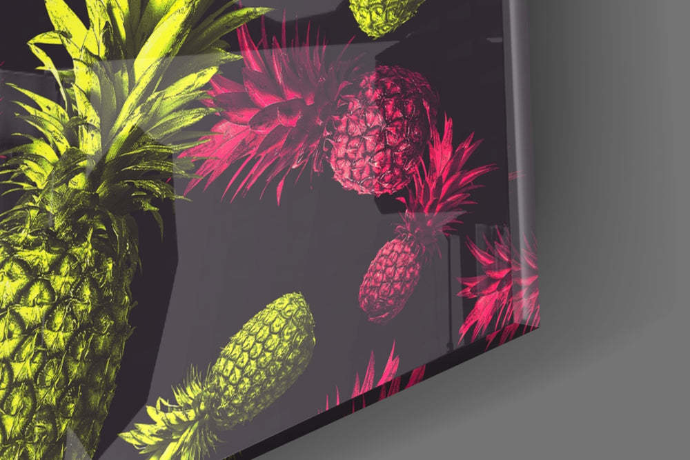 Neon Pineapples panel catching window light to reveal its tactile texture