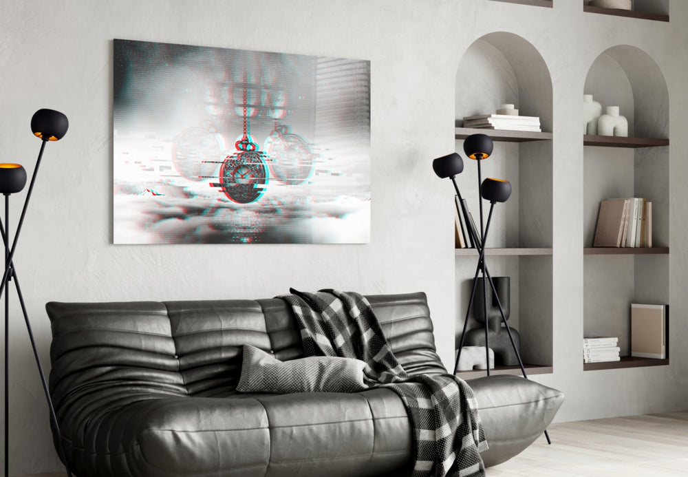 Glitch Pocket Watch panel adding editorial mood to a man's office