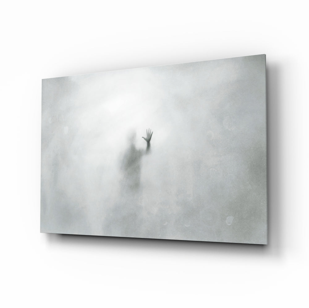 Surreal-monochrome panel bringing moody calm to a contemporary bathroom