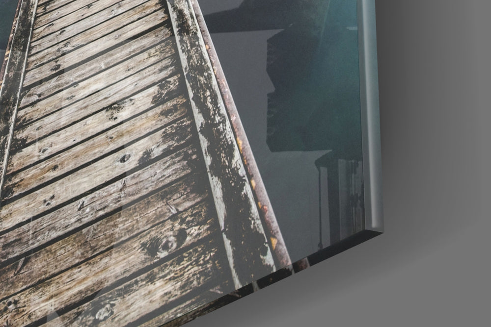 Dock panel catching window light to reveal its luminous calm