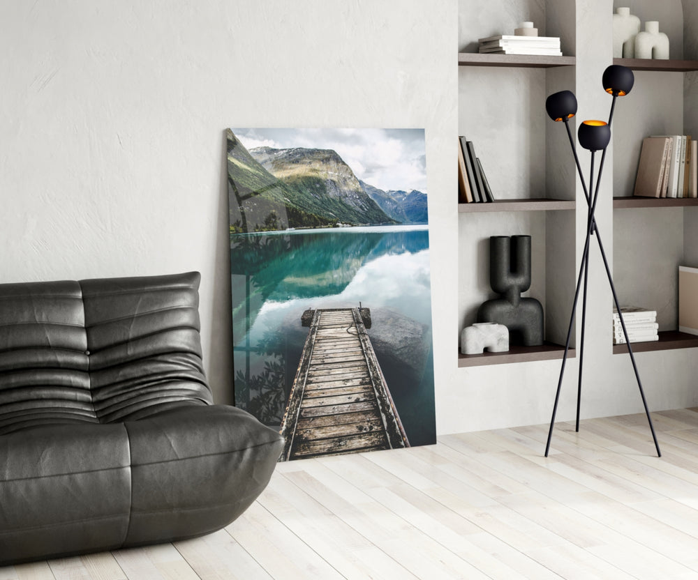 Dock glass print enhancing a bedroom with cinematic calm