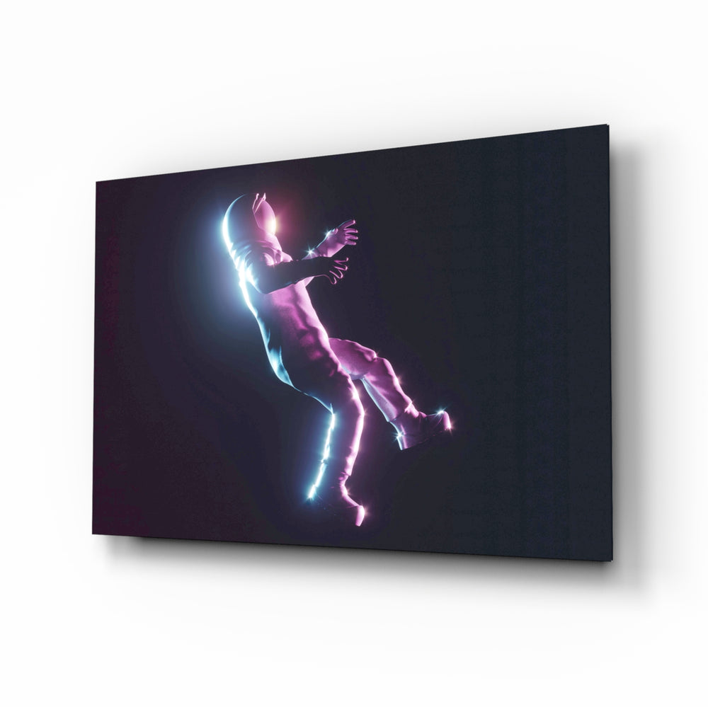 Neon-3D panel bringing electric drama to a contemporary lounge